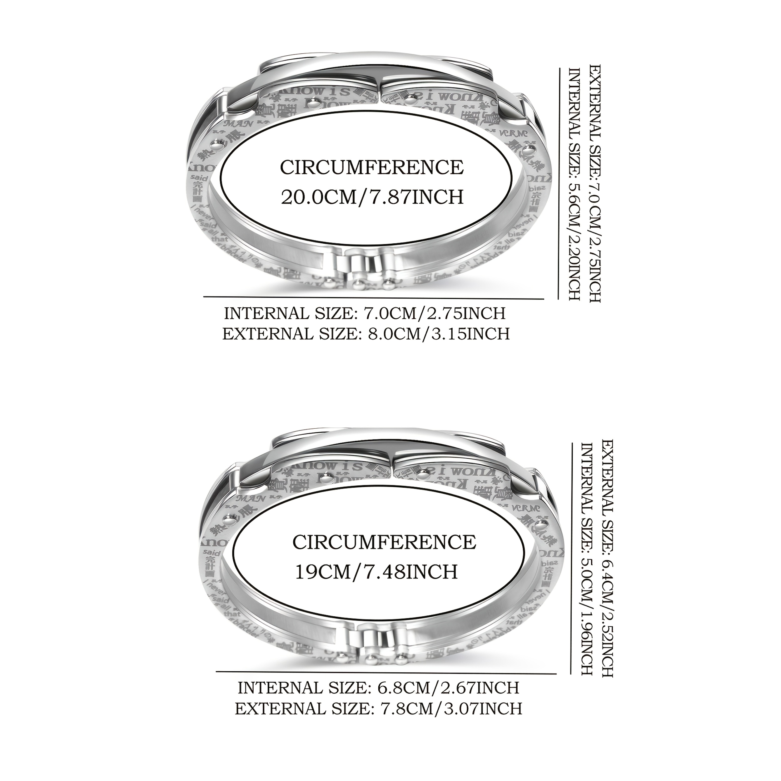 Men's 304 Stainless Steel Open Bangle, Punk Street Style